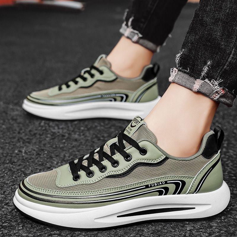 Thin summer mesh men's shoes breathable hollow men's board shoes trendy soft sole student running shoes outdoor sports shoes