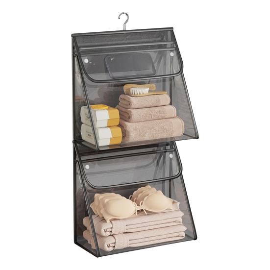 Bathroom Hanging Bag Large Capacity Dual Layer Waterproof Transparent Design Clothing Storage Bag Cosmetic Organizer