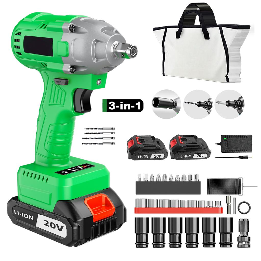 20V Cordless Impact Wrench DIY Grade Electric with 320Nm Max Torque Battery Powered Car Support Local EU Warehouse Drop Shipping