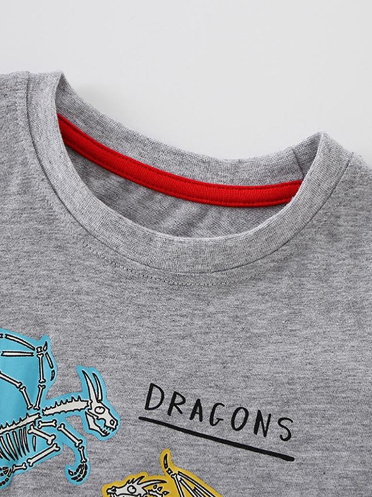 2026 Spring/Summer Children's Luminous Dinosaur T-Shirt - European & American Style