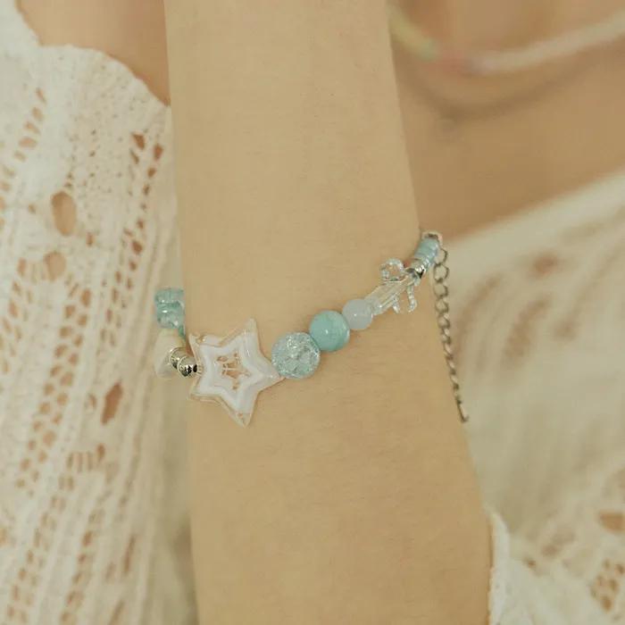 Point Star Ribbon Bead Bracelet