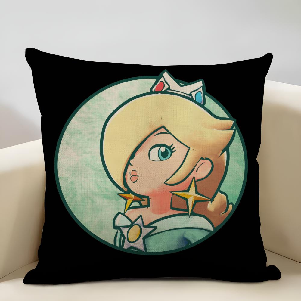 Mario Series Characters Cushion Household Decoration Linen Sofa Cushion Cover: Skin-Friendly & Breathable with Invisible Zipper