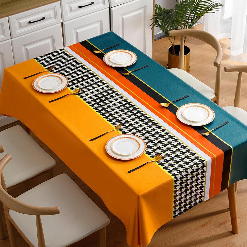 Nordische minimalistische PVC-Tischdecke, wasserdicht und ölbeständig, besticktes Garn, Outdoor-Camping-Tischdecke