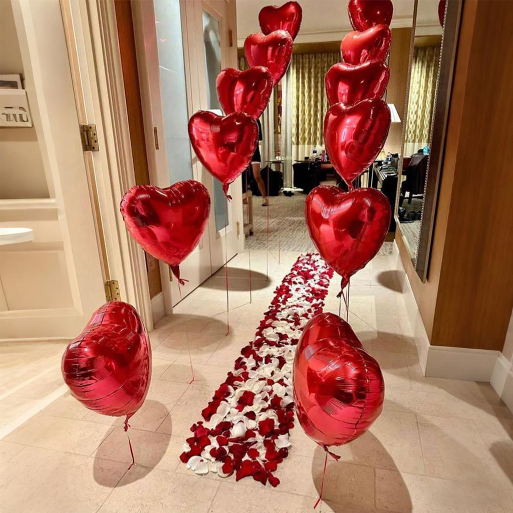I LOVE YOU Banner & Heart Shaped Foil Balloon Set,   For Valentine's Day , Proposal, Birthday , Anniversary , Wedding  Decor