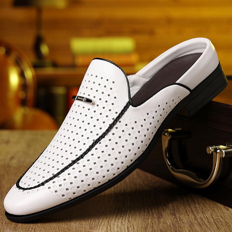 Taglia Larga 46 47 Mules da Uomo Slip-on Piatte Mezza Scarpa da Uomo Mocassini a Tacco Aperto Pantofole Scarpe Casual Sandali a Ciabatta in Pelle Estivi