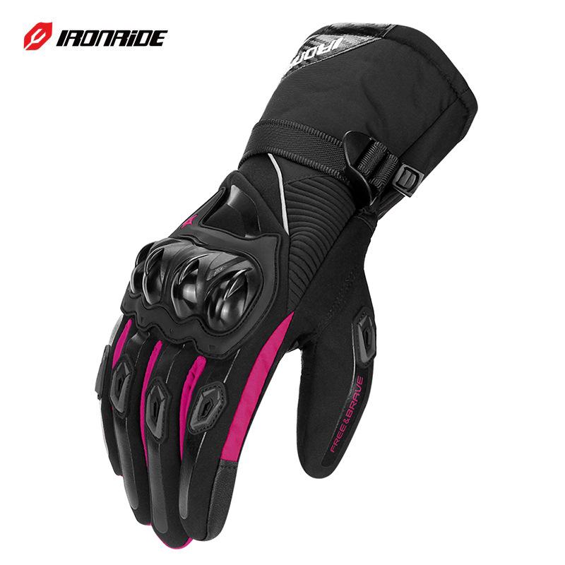 

Водонепроницаемые зимние мотоциклетные перчатки IRONRIDE с противоскользящим покрытием M розовый