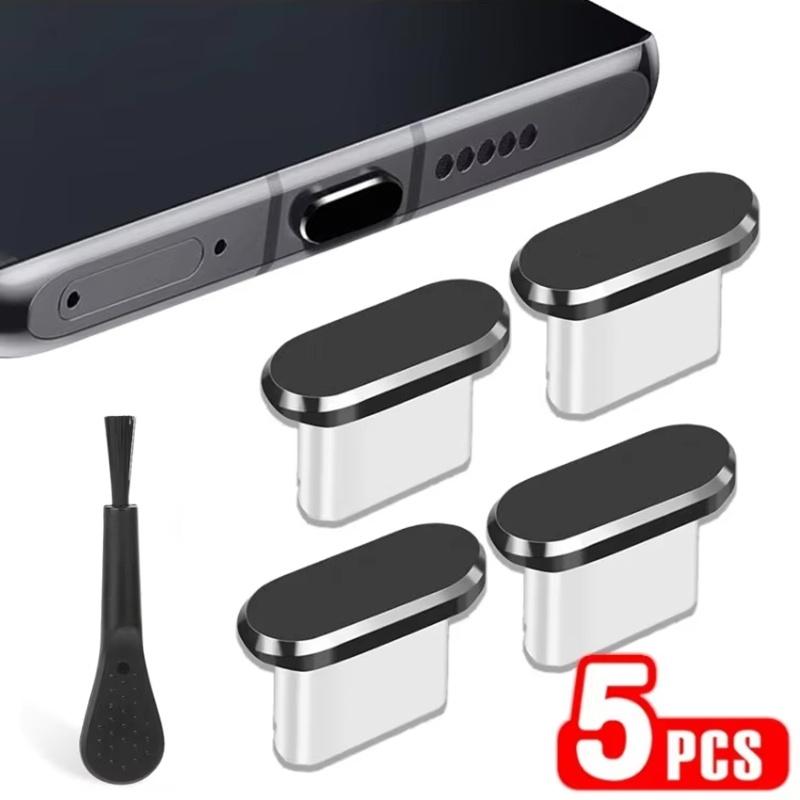 1Pcs Phone Charging Port Dust Plug With Cleaning Brush Anti Dust Cover Caps For OnePlus Xiaomi Huawei Redmi Type C Mobile Phone