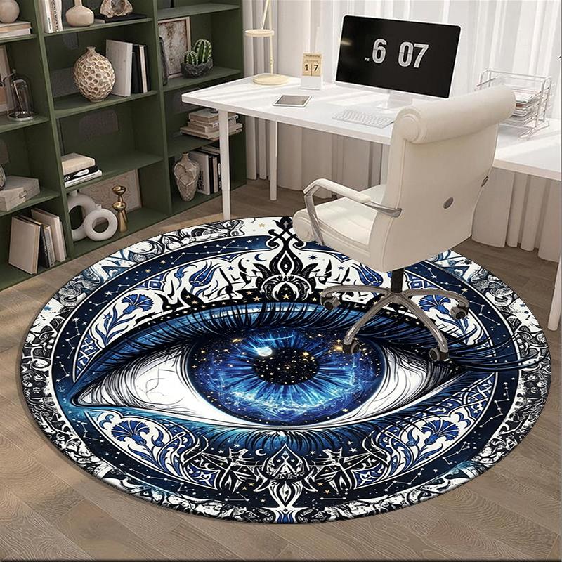 Evil Eye Stained Glass Design round carpet Chair cushion Round Entryway Rug, Soft Round Rugs for Living Room, Bedroom, Circle Carpet decor gifts