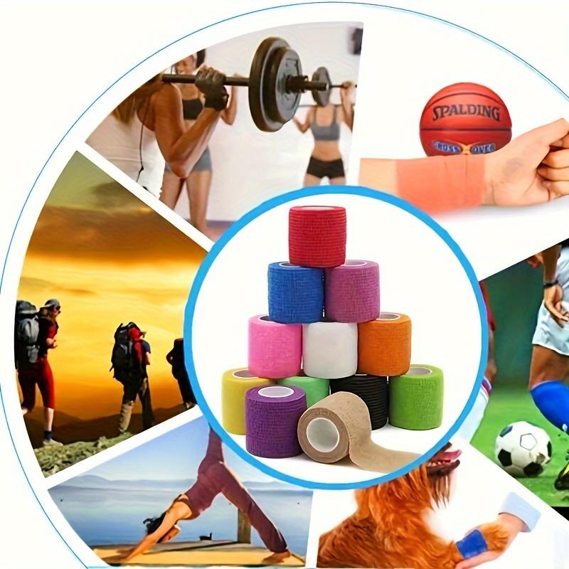 12-Pack Self-Adhesive Elastic Bandages - Multi-Color Athletic Tape & Wraps for Sports Injury, Wrist & Ankle Support