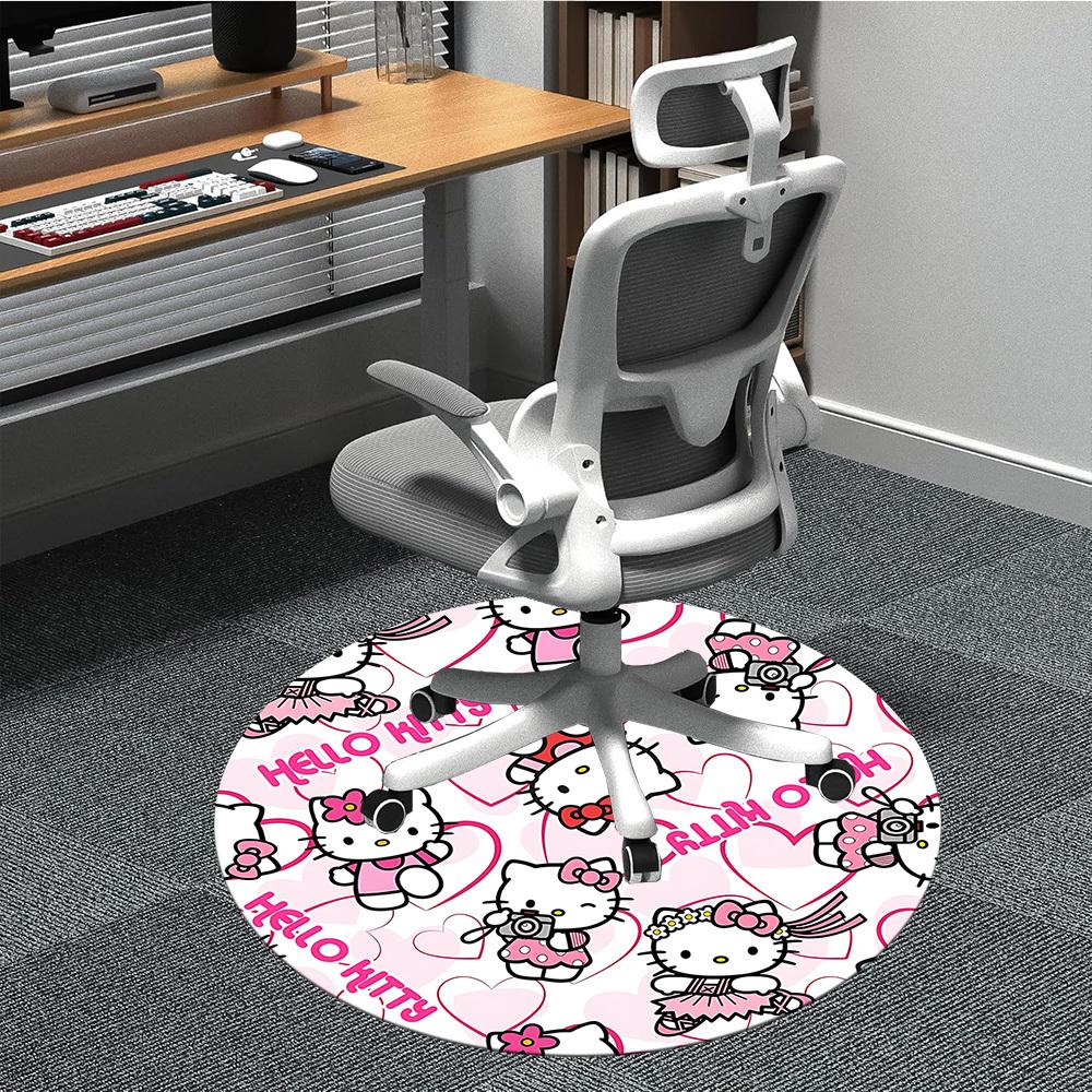 

1 шт. Ковер-сиденье Hello Kitty для офиса, нескользящий, машинная стирка, ковер для офиса, комнаты, праздничный декор на Рождество, день рождения, полиэстер 80cm