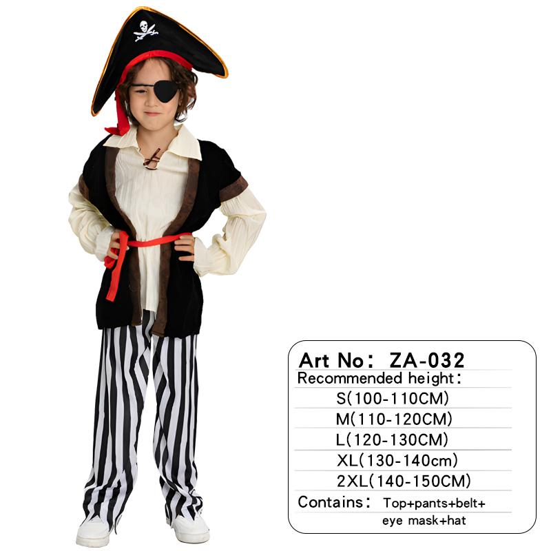 Costumes de Pirate d'Halloween pour Enfants Garçons Enfants Costume de Pirate Fantasia Infantil Vêtements Cosplay S(100-110CM)