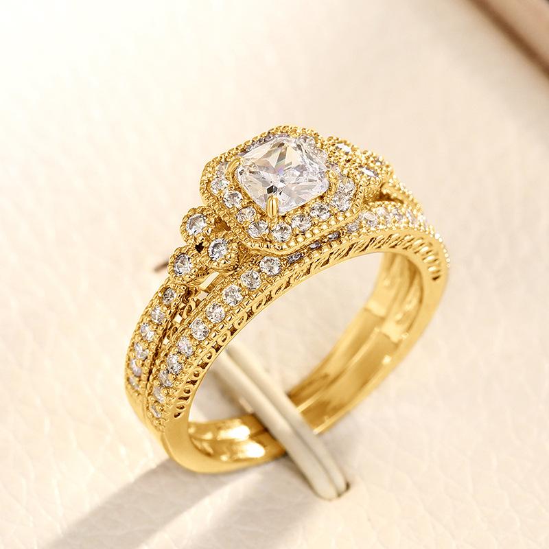 Geometric Design Timeless Womens Ring With Exquisite Zircon Embellishment In Premium White Gold And Gold Finishes Ideal Any For