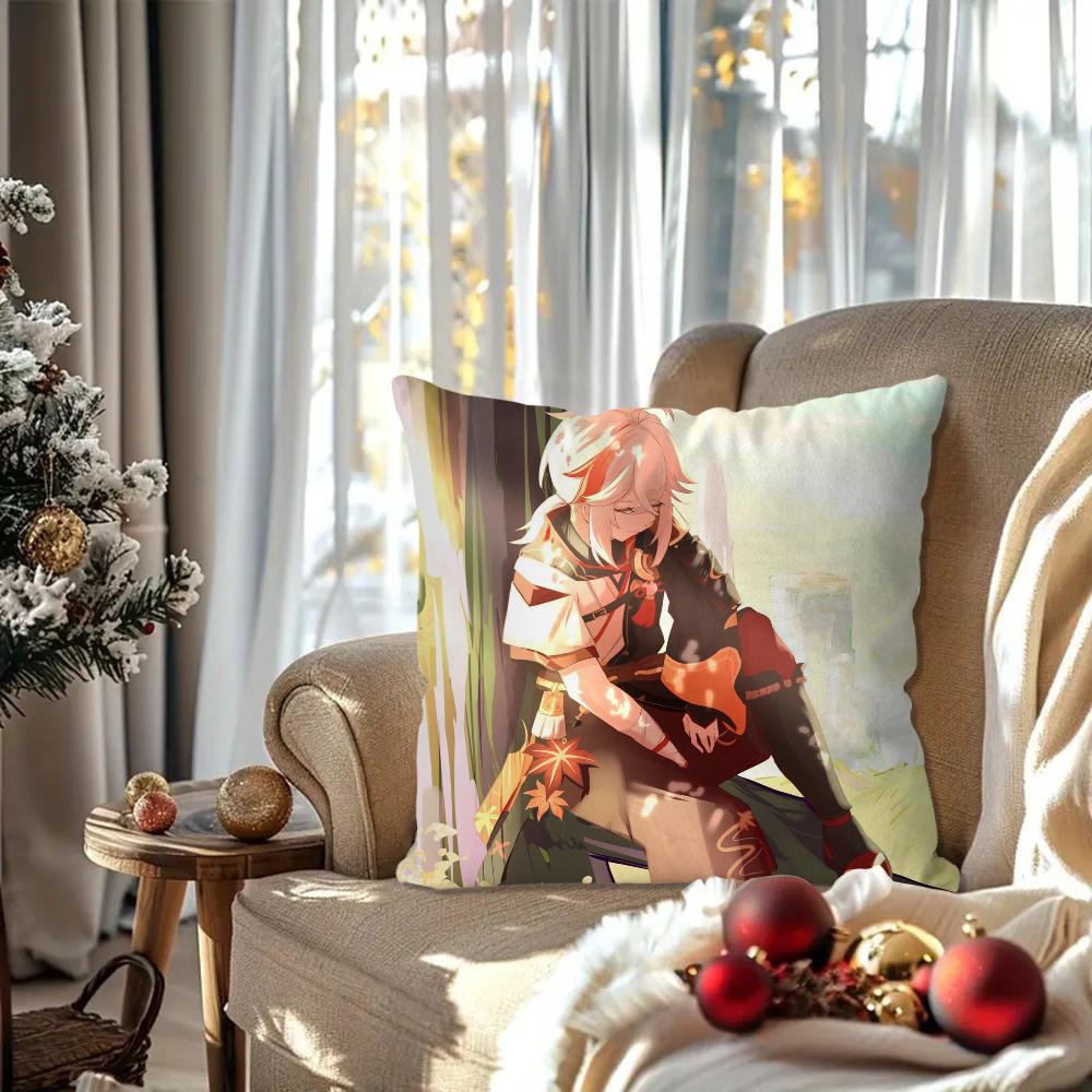 Kaedehara Kazuha Animation G-Genshin I-Impact Pillow Case Square Pillow Bedroom Sofa LeisureCarLiving Room Home Decoration 40X40