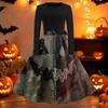 Women's Vintage Halloween Print Round Neck Casual Dress for Everyday Wear