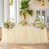 Weiße Chiffon-Tischdecke für rechteckige Tische Tischrock Rüsche für Party Hochzeit Babyparty Geburtstag Dekor