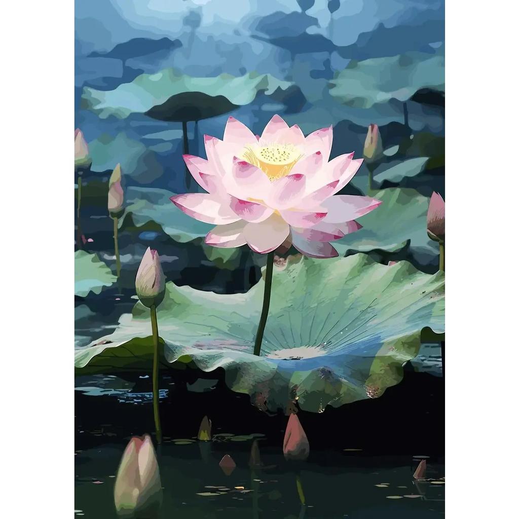 Traditonal Chinese Style Lotus Flower Lotus Leaf Posters Canvas Painting and Prints Wall Art Picture for Living Room Home Decor