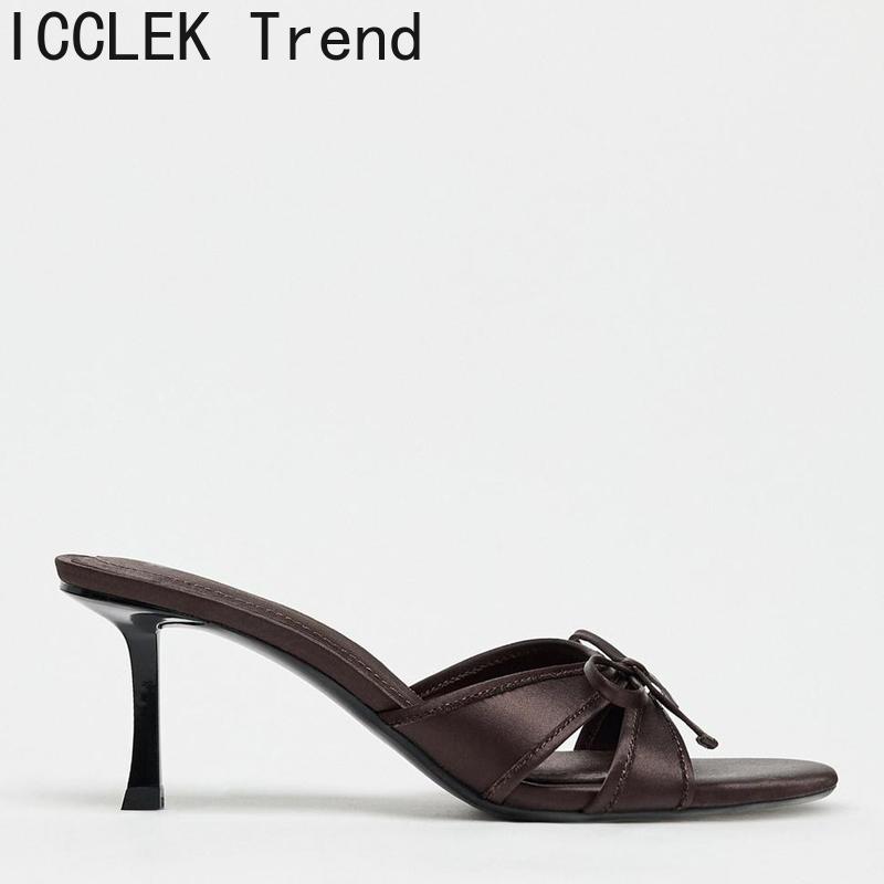 Sexy Summer High Heel Women Slippers Fashion Butterfly-knot Open Toe Slide Ladies Stripper Party Dress Sandalias