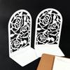Sturdy Metal Bookends With Not Slip Base Floral Design For Home Office And Study Room