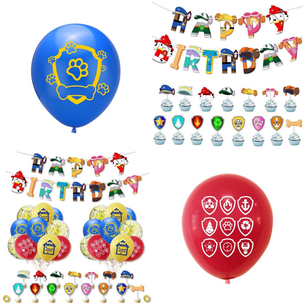 Paw Patrol Kindergeburtstagsdekorationsset mit bunten Luftballons und niedlichem Banner