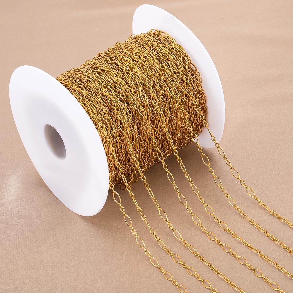 1meter Stainless Steel O Shape Punk Chains Hip-hop Necklaces Gold Color Oval Cross Chains Accessory for DIY Jewelry Making Gifts