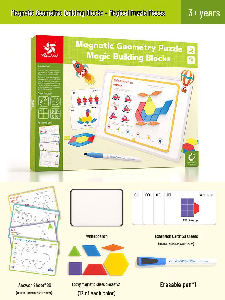 Magnetic Crystal Pinwheel Puzzle Blocks: Montessori Early Education Toy for Color Cognition