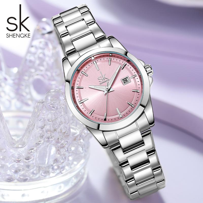 SHENGKE Nové dámské kalendářové hodinky Módní styl Dámské křemenné náramkové hodinky Top značka Dámské Nejlepší dárky Hodiny