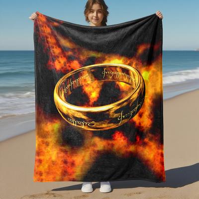 1pc One Ring Fire Flame - Throw Blanket, Soft, Flannel Blankets, Living Room, All Seasons Use-1021207