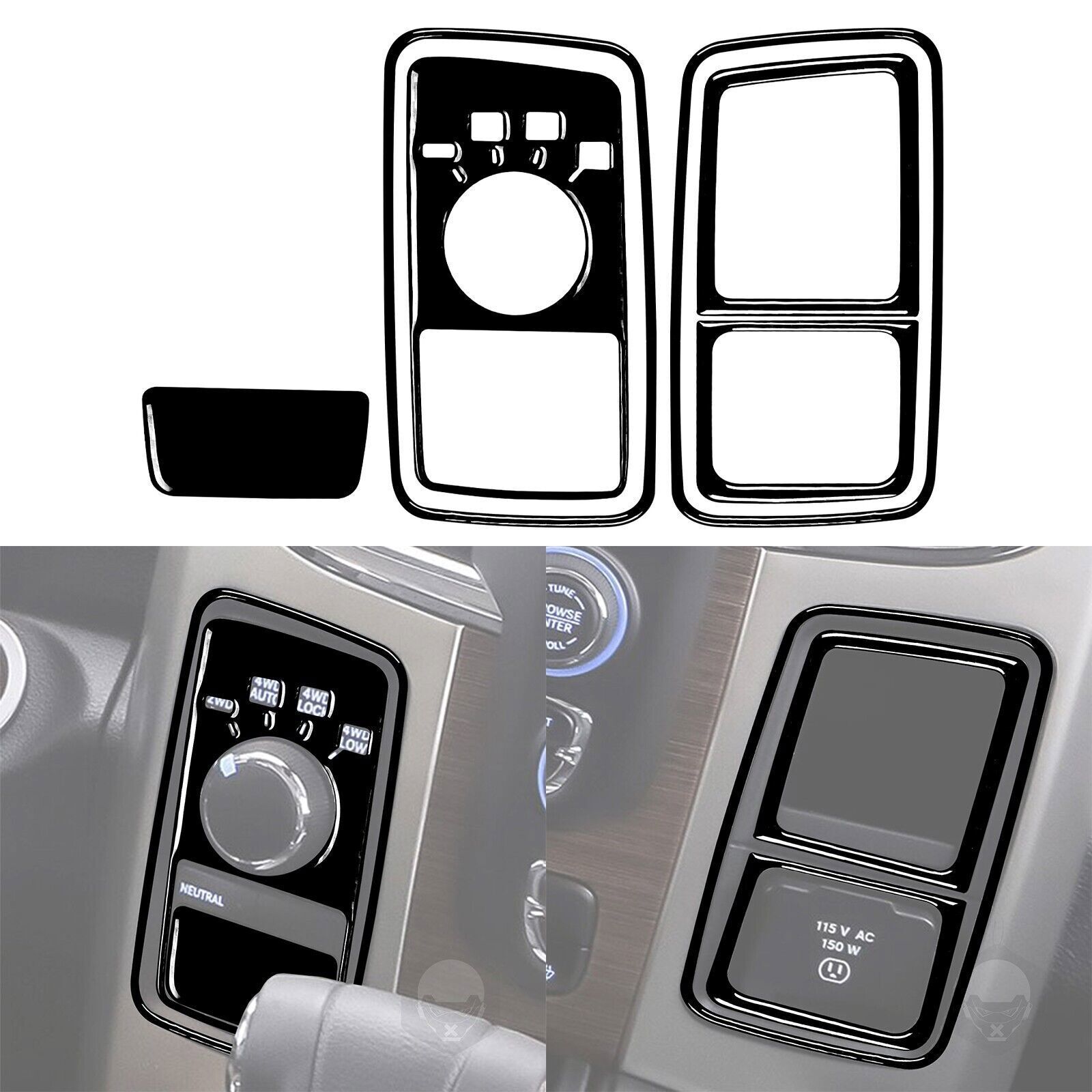 Glossy Piano Black 4WD Control Switch Panel Cover D For RAM 1500 2500 3500 13-18