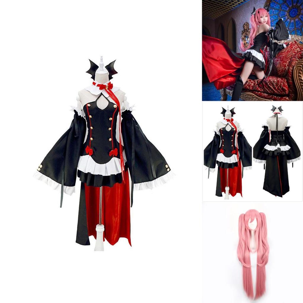 Elegant Seraph Of The End Krul Tepes Vampire Cosplay Costume Dress In Black