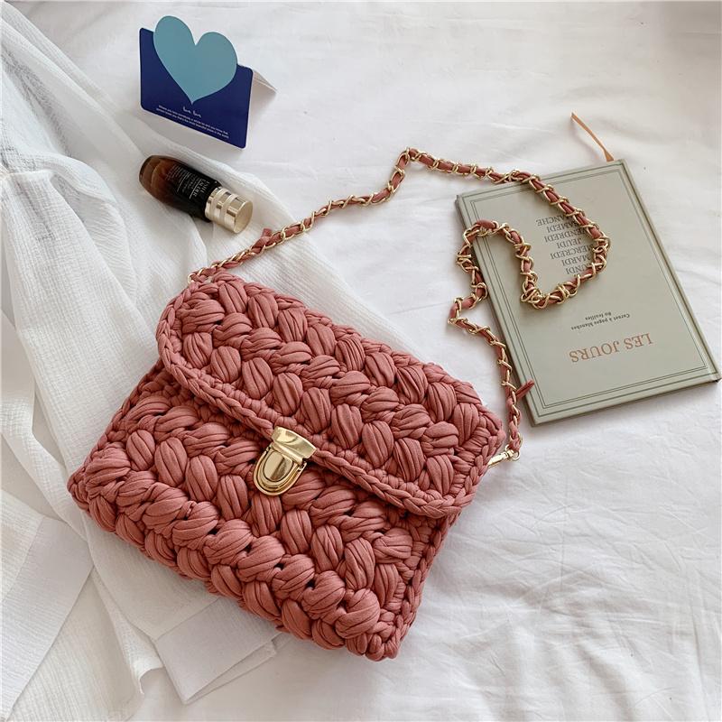 Bolsas de Mão Femininas da Moda Bolsa de Tecido Alça de Crochê Casual Ombro Transversal Clutch