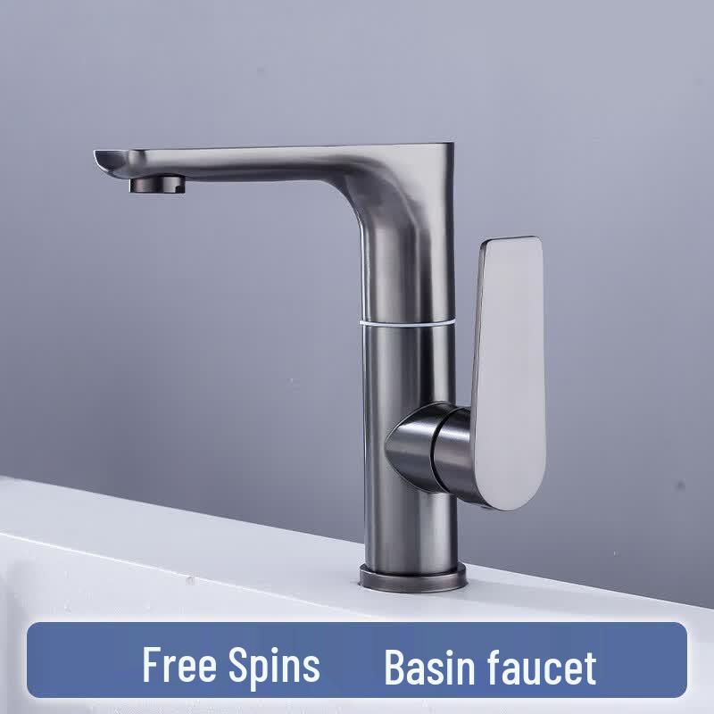 FURONGHUA Gunmetal Grey Swivel Stainless Steel Basin Faucet