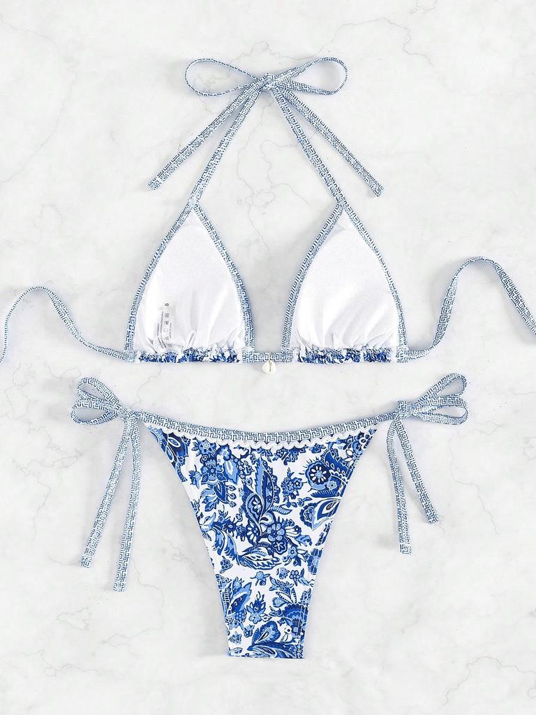 European & American Print Sexy Tie-up Bikini Set (2025)