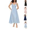 Sleeveless V Neck Maxi Dress with Adjustable Straps Flared Hem Casual Summer Holiday Dress Lightweight Loose Fit Long Dress for Women