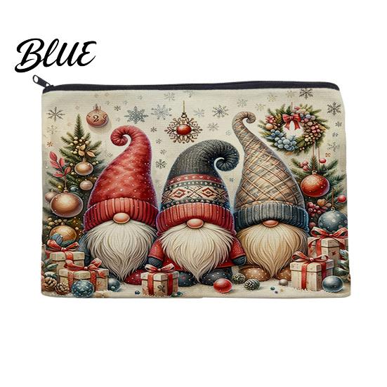 Holiday Gift Bag Christmas Theme Makeup Bag with Black Zipper
