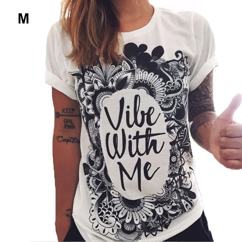 Damen Eule Buchstaben Grafik Bedrucktes Rundhals Kurzarmshirt