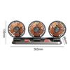 USB/12V/24V Three-Head Fan 2 Speeds Car Cooling Air Circulator Fan 360 Degree Rotatable for Car Truck Van SUV RV ATV Boat