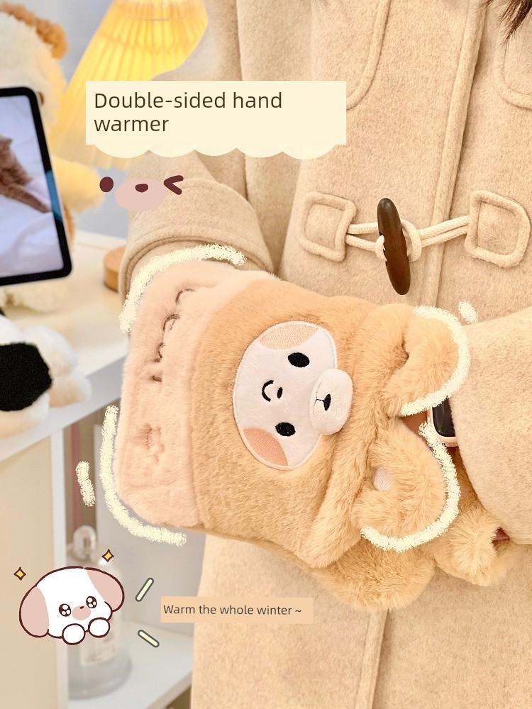 Hand-Tucking Hot Water Bag Winter Stuffed Water Injection Hand Warmer Student Portable Cartoon Cute Furry Hot-Water Bag Female