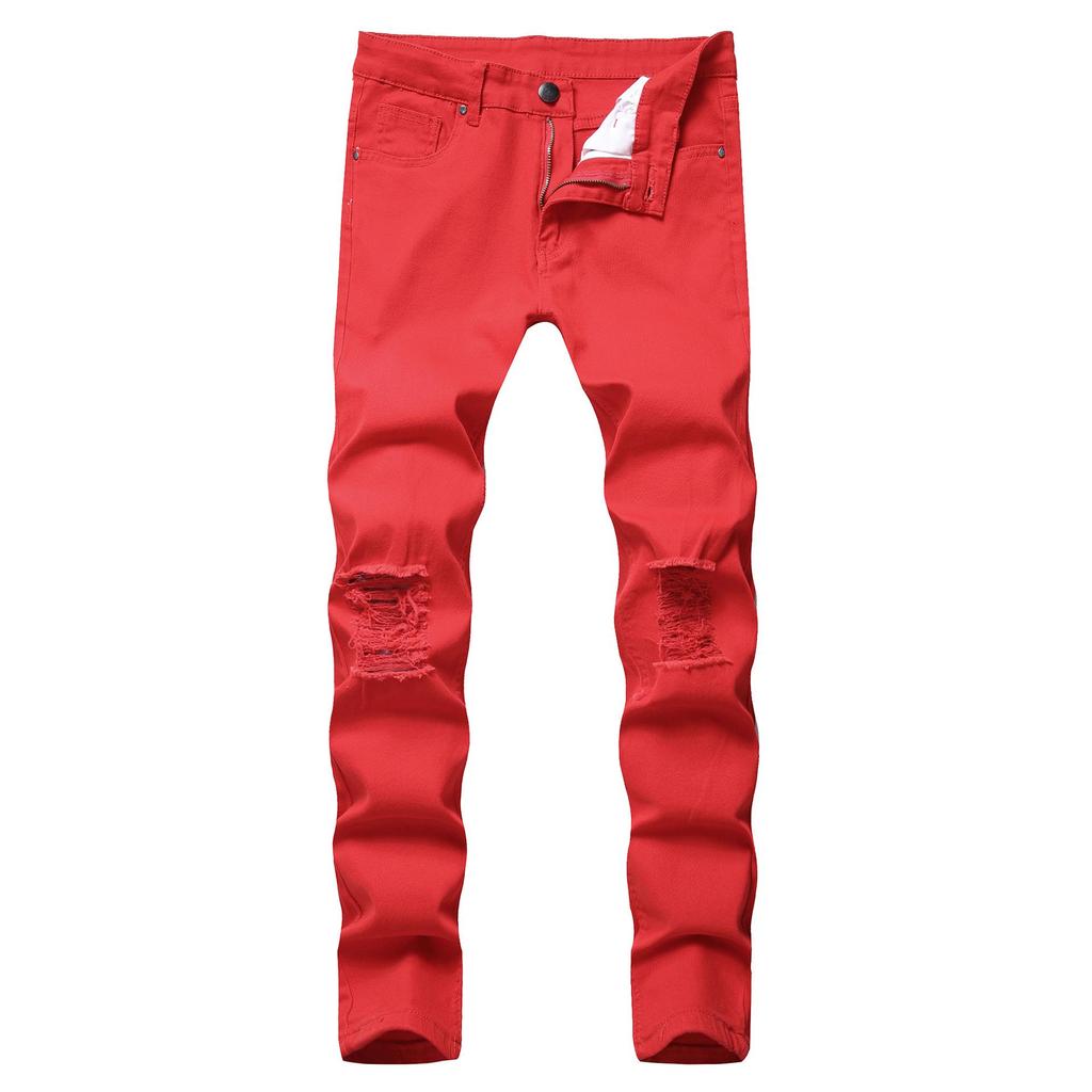 Pánské letní slim fit strečové džíny s dírami - Pět barev, trendy roztrhání na kolenou