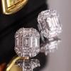 Huitan Geometric Cubic Zirconia Crystal Stud Earrings for Women Newly Designed Luxury Bridal Wedding Earrings  Jewelry