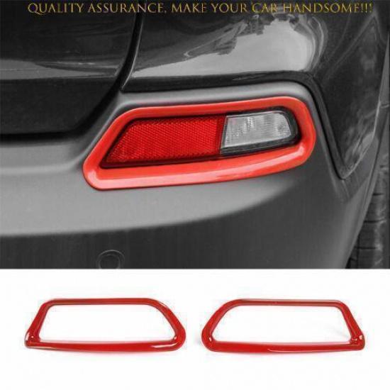 For Jeep Cherokee 2019-2022 Fiery Red Rear Fog Light Eyelid Molding Trim 2PCS