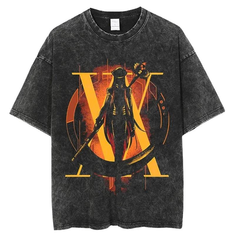 New Anime Hunter X Hunter Printed Tshirt Mens and Womens Washed Tshirt High Quality Vintage Cotton Tshirt Harajuku Top