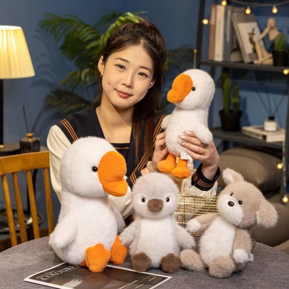 Interactive Dog Animals Plush Toys Fluffy Simulated Great White Goose Dolls  Home Decor