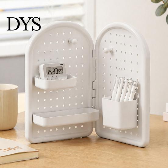Wall Mounted Pegboard Organizer Perforated Board Storage Rack, Foldable Plastic Organizer, No Peg for Office Drilling Shelf Home Desk And Rack