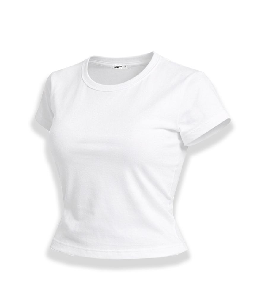 COMME LE PLUS Simple Basique Slimline T-shirt à Manches Courtes en Spandex_Blanc