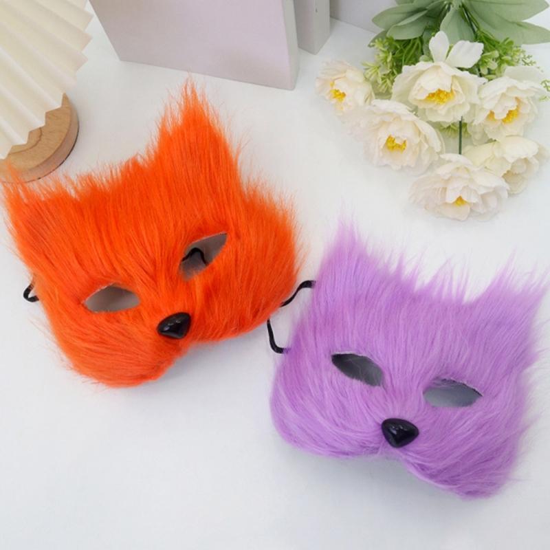 Foxes Costumes Cosplay Foxes Mask Cats Half Face Mask Foxes Tail Set Halloween Animal Fancy Costume Accessories Kit