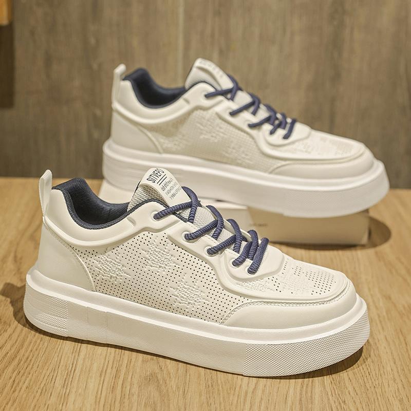 Men's Versatile Lightweight White Casual Sneakers - Spring 2025 Fashion Collection