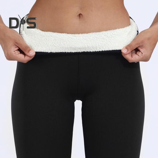Women Leggings High Waist Slim Fit Hip Lift Thickened Velvet Lining Warm Long Pants Solid Color Yoga Sports Bottoming Pants