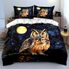 Owl Moonlight Nature Decor Soft Comfortable Duvet Cover Bedding Set Included 1*Duvet Cover & 2*Pillowcases Gift
