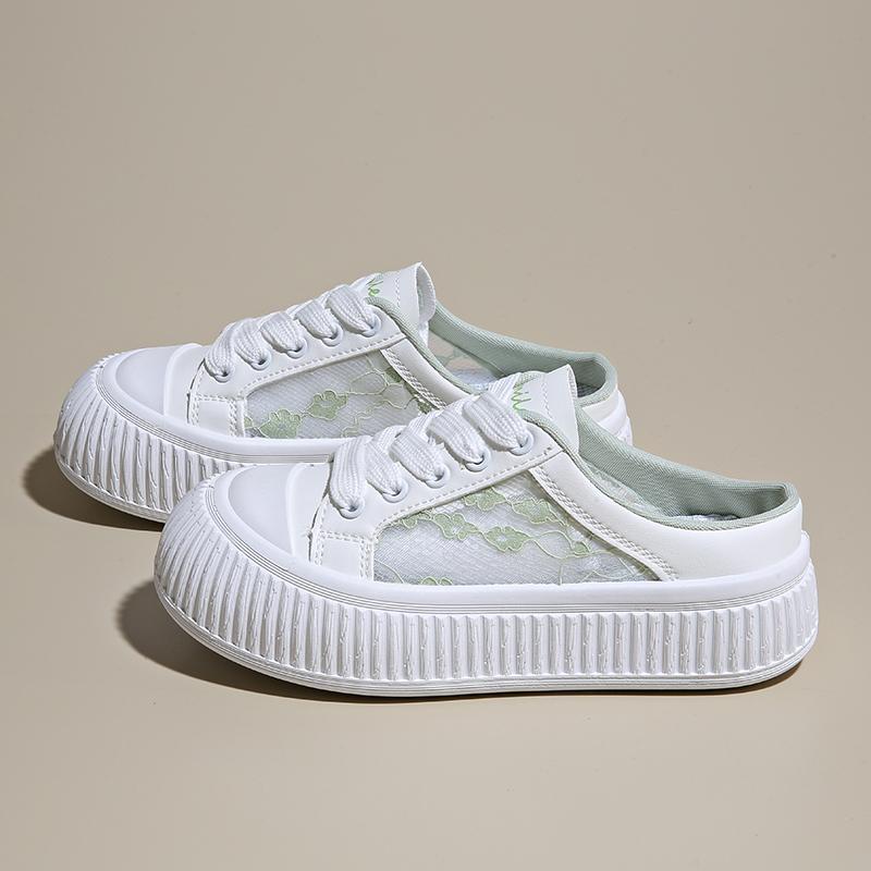 CRLAYDK Women's Slip On Mules Mesh House Slippers Ladies Comfortable Backless Slide Walking Summer Loafers Casual Flats Shoes