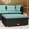 VidaXL Garden Footrest and Cushion Black 70x70x30cm Woven Resin